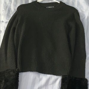 Zara sweater with faux fur cuffs